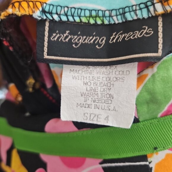 Vtg Y2k Intriguing Threads Mini Skirt Size 4 Flower Hippie Office Siren Barbie - Picture 4 of 5